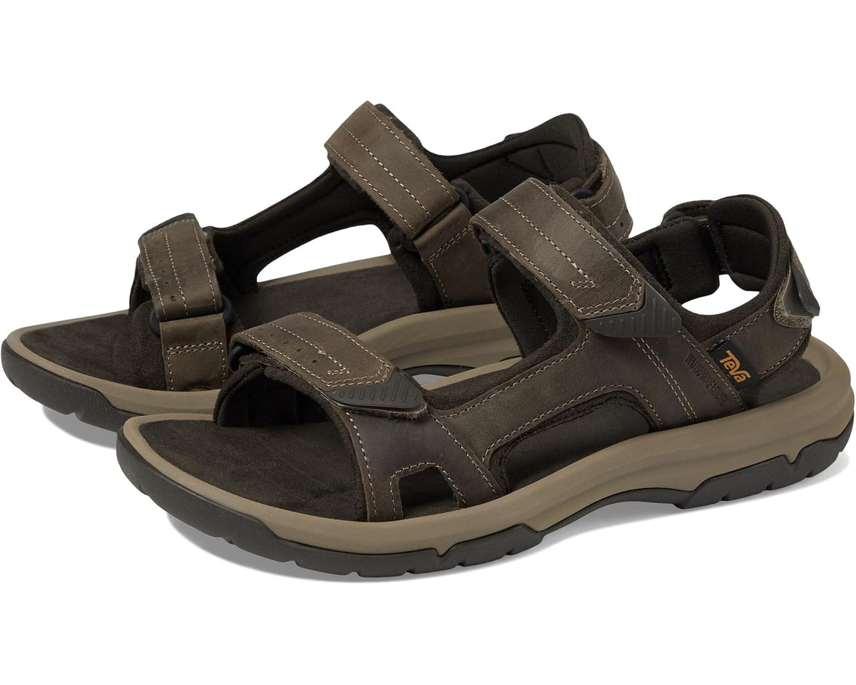 Men's Teva sport sandals, walnut brown with adjustable hook-and-loop straps and cushioned sole