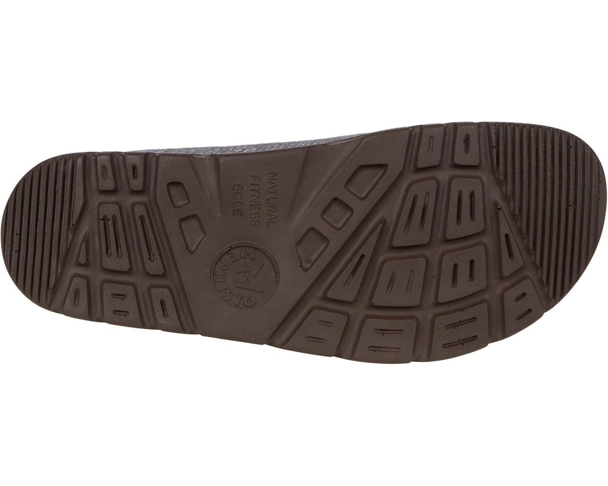 Men's Mephisto Zeus dark brown buffalo rubber outsole with traction tread pattern