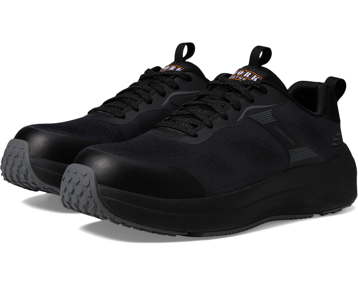 Men's SKECHERS work shoe in black, lace-up with composite toe cap and cushioned sole