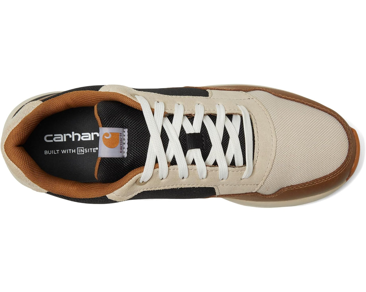 Carhartt Greenfield sneakers side view with cream upper and white lace-up