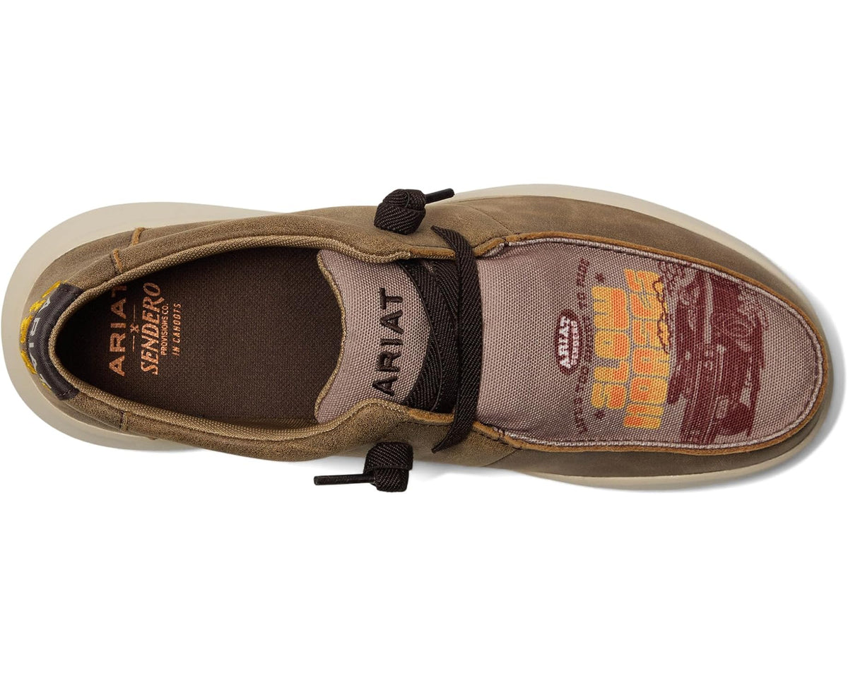 Ariat Hilo Sendero lace-up sneaker with brown upper and patterned lining inside
