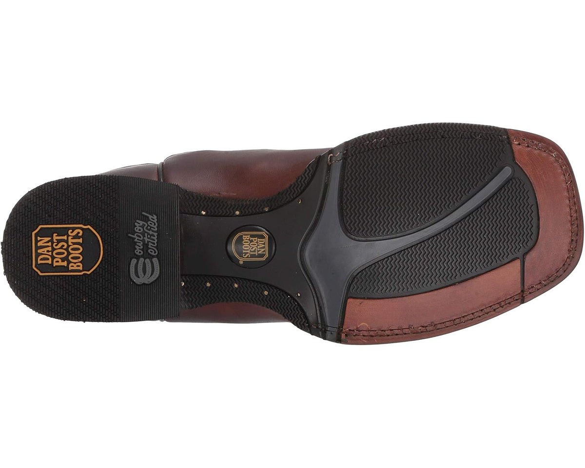 Cowboy boots outsole with dark tread and branded insole detail