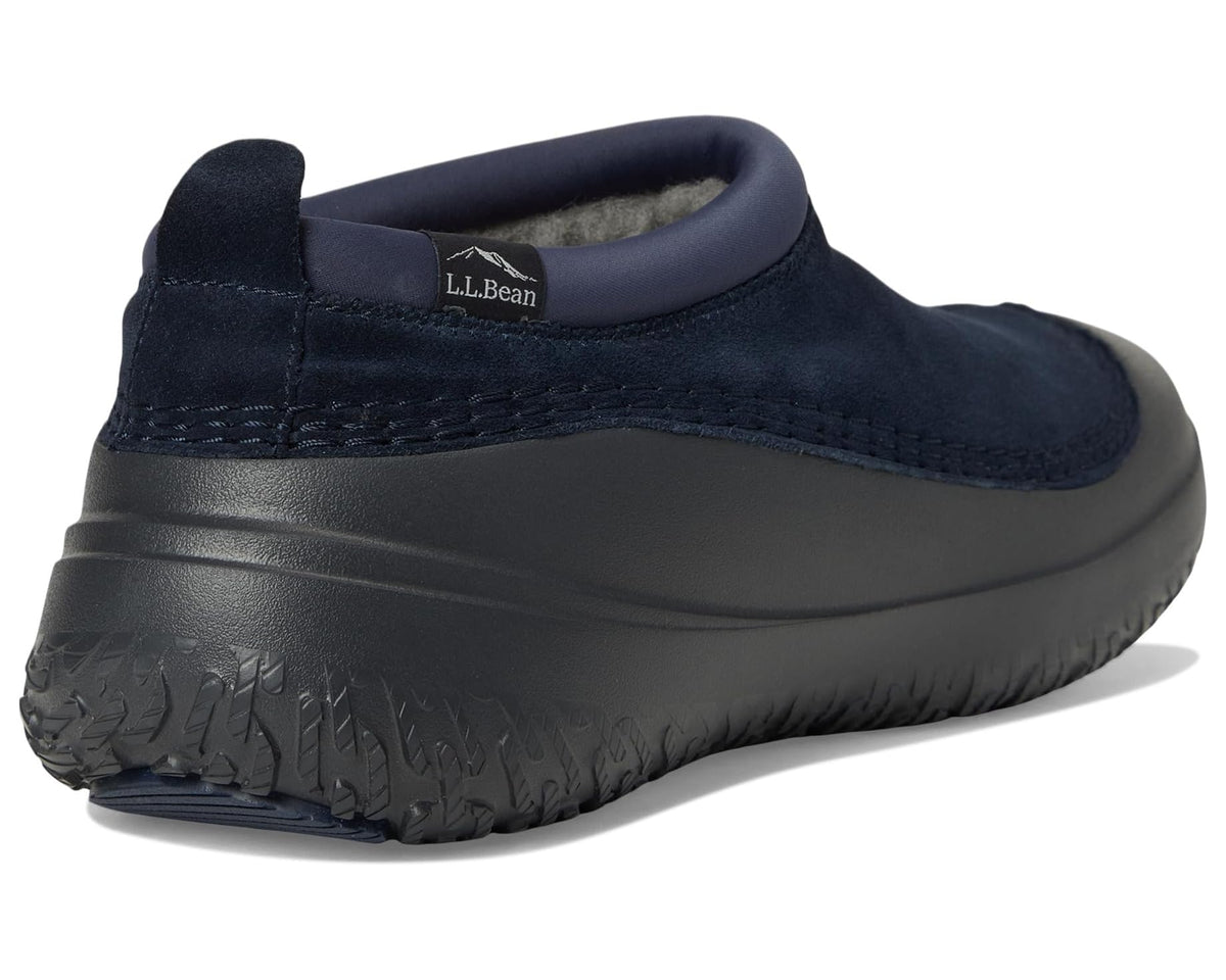 Men's navy suede slippers from heel with molded dark rubber outsole