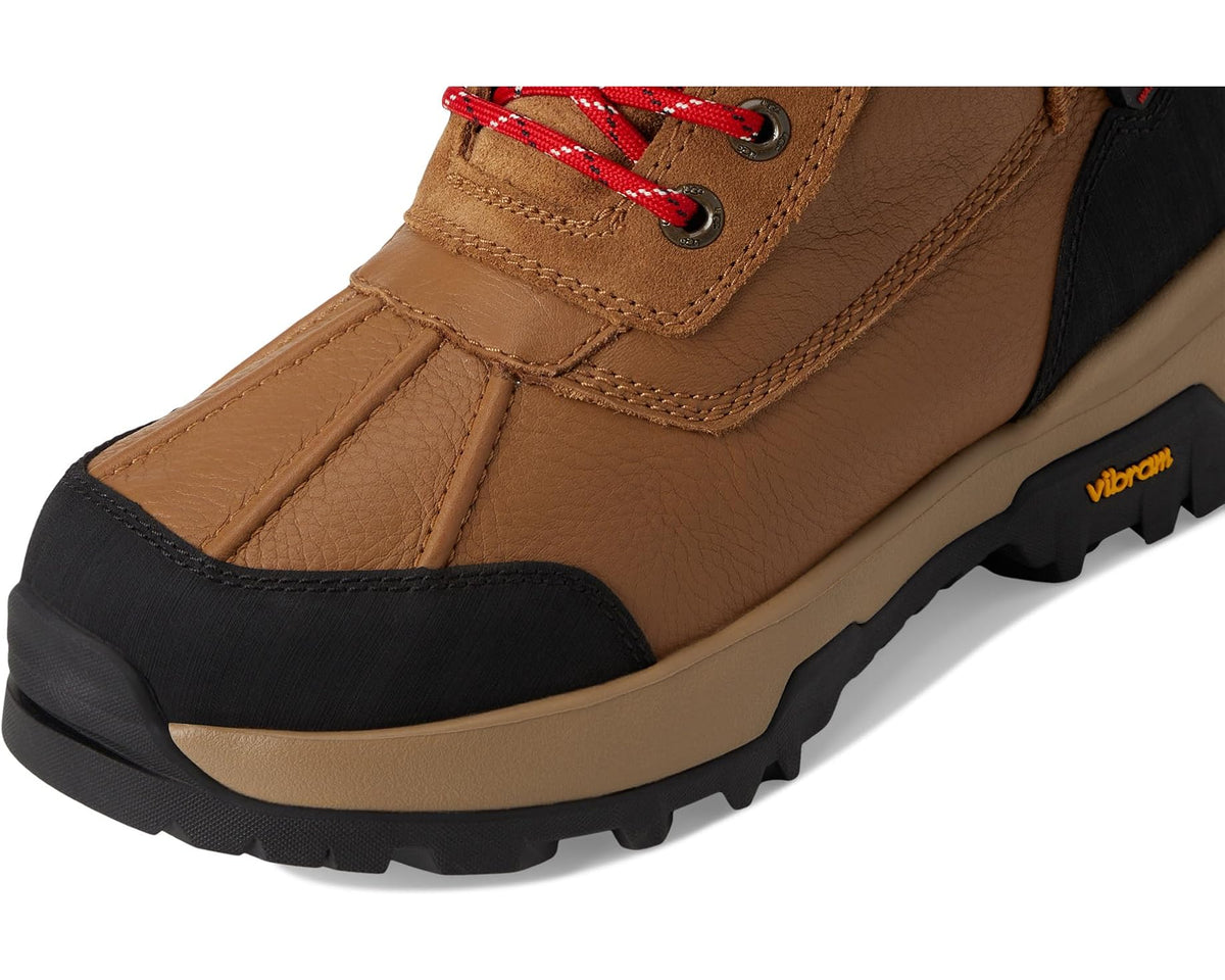 UGG Adirondack boots toe and lace panel with red laces and stitched overlays