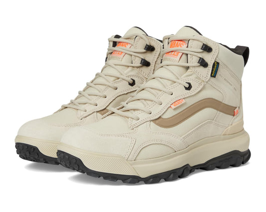 Unisex Vans high-top waterproof sneakers, light coral-beige with lace-up and tread sole