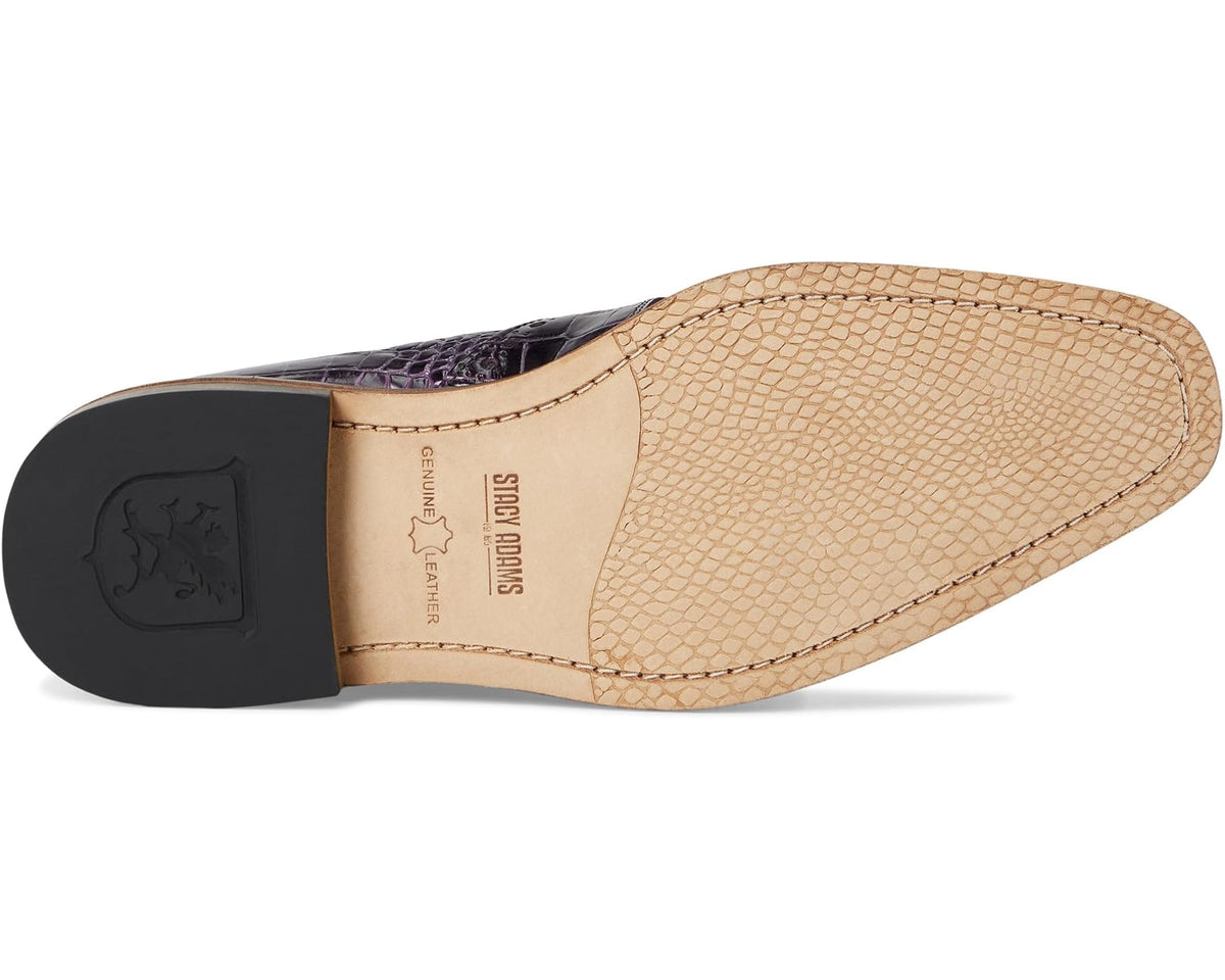 Men's Stacy Adams oxford shoe outsole, tan patterned sole and dark rubber heel