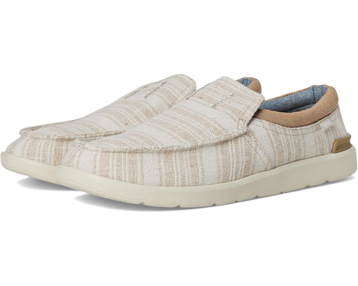 Sanuk Hangout Lite striped slip-on shoes, oat beige knit upper and light sole