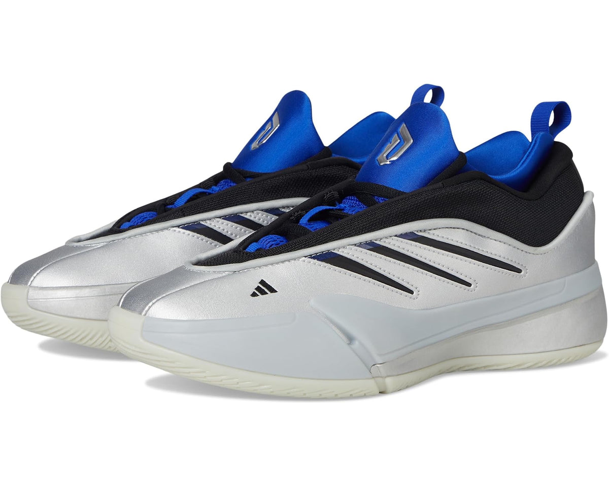 adidas Dame 9 unisex basketball shoes in silver metallic with black and blue accents