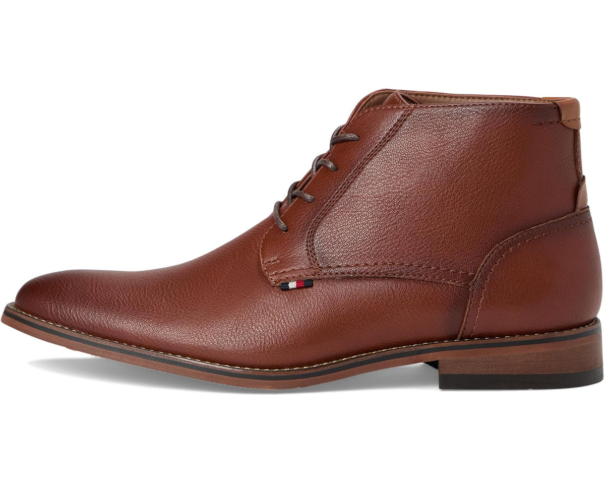 Men's Tommy Hilfiger Bage cognac leather lace-up ankle boot with padded collar
