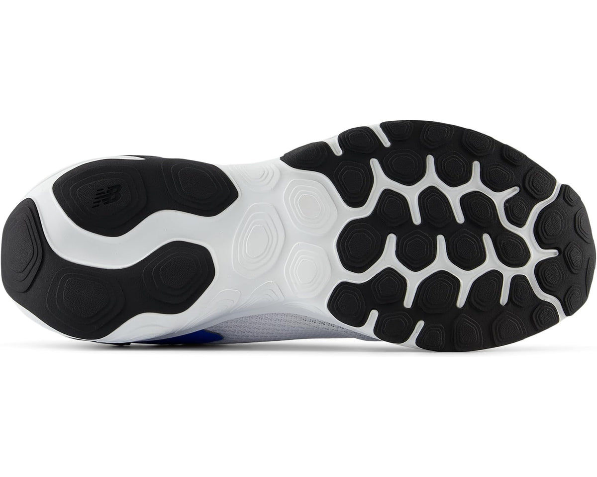 Men's New Balance running shoe outsole, white midsole and black rubber traction pattern