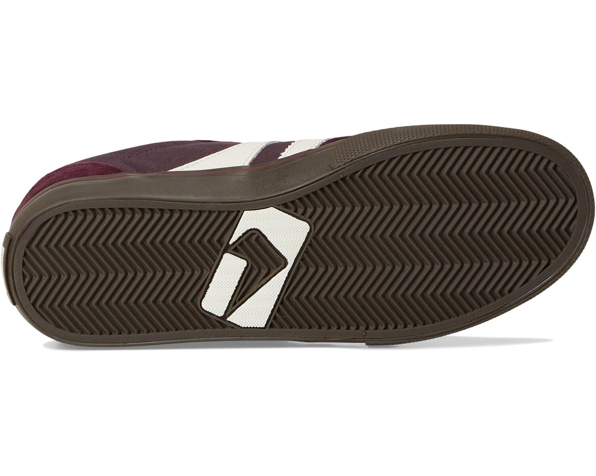Men's eggplant suede sneakers with textured rubber outsole detail