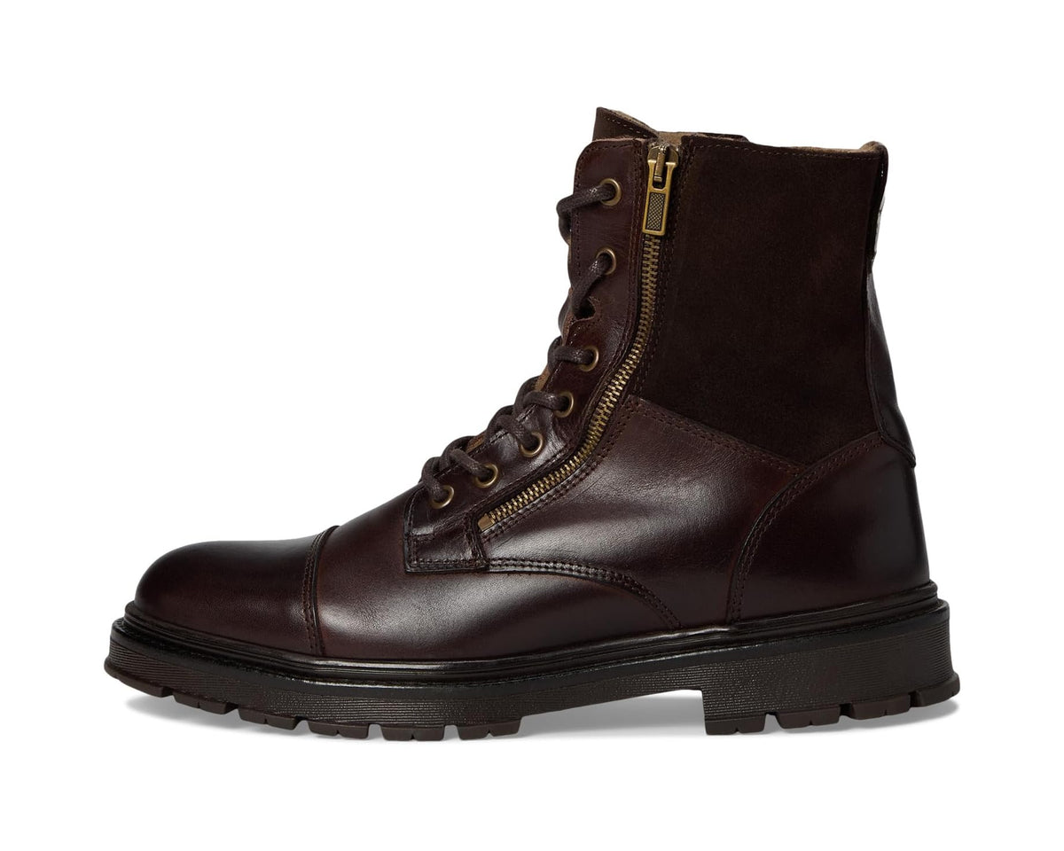 Men's ALDO Aaren-L brown leather ankle boots with lace-up and side zipper