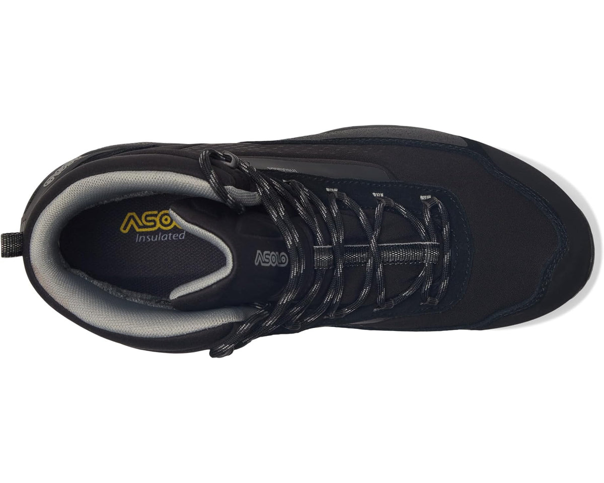 Men's Asolo Nuuk GV MM black insulated boot interior view, lace area and lining