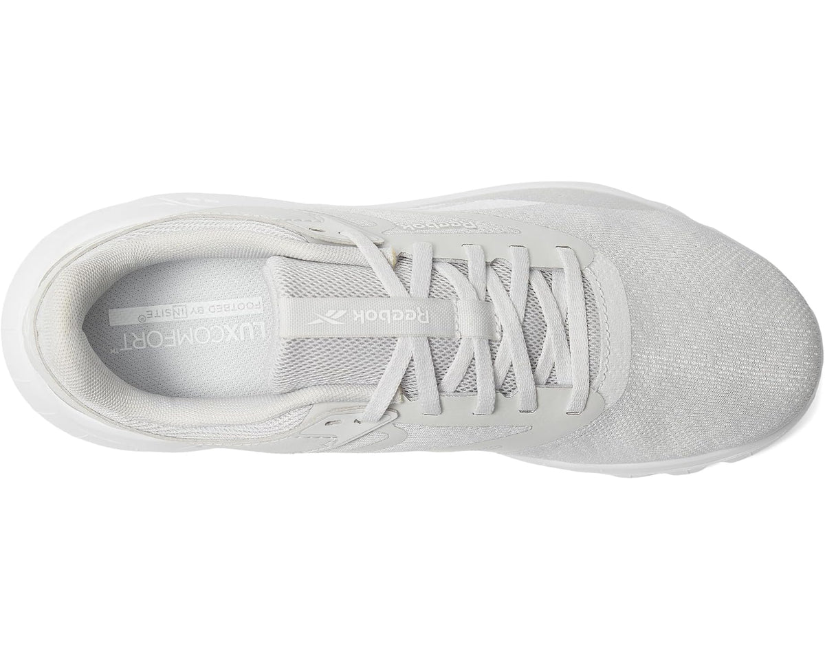 Men's Reebok Flex shoe with lace-up opening, padded collar, mist grey upper
