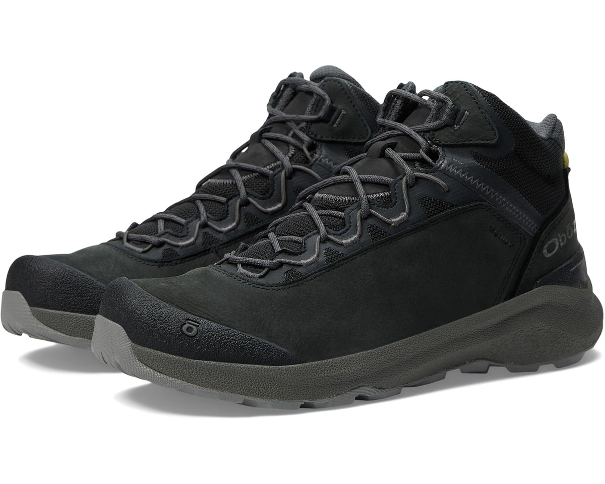 Men's mid-top hiking boot in dark gray/black with lace-up front and padded collar