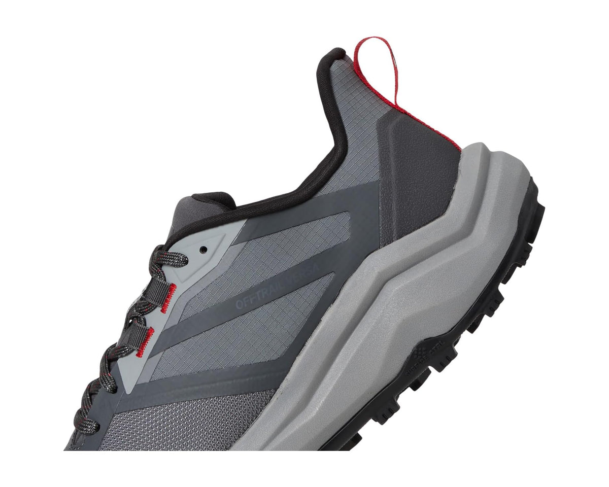 Men's The North Face Offtrail hiking shoes, side profile with gray panels and red laces