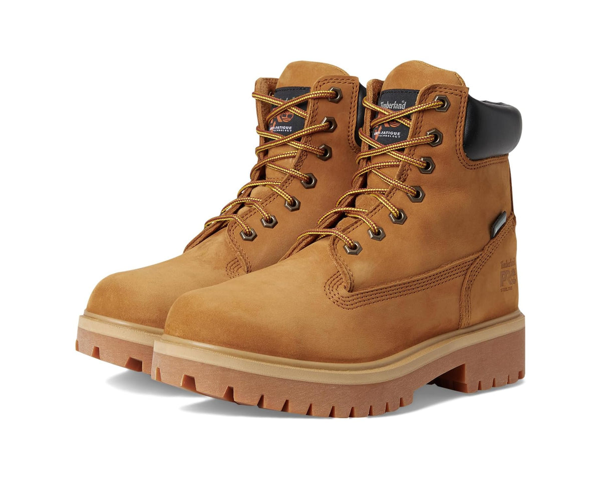 Wheat 6-inch leather steel-toe work boot with lace-up and rugged tread sole