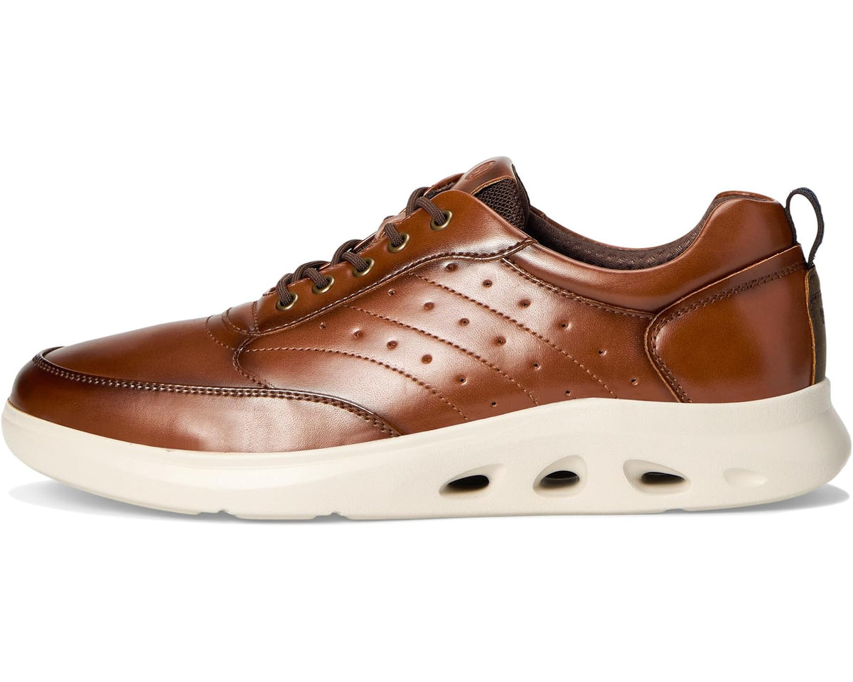 Men's Nunn Bush lace-up sneakers in cognac with eyelet and stitched panel details