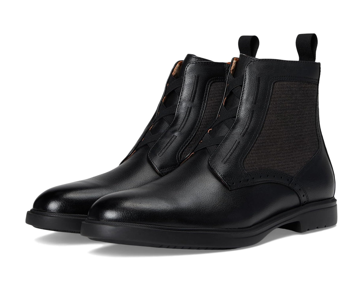 Men's black ankle boots with elastic side panels and inside zip
