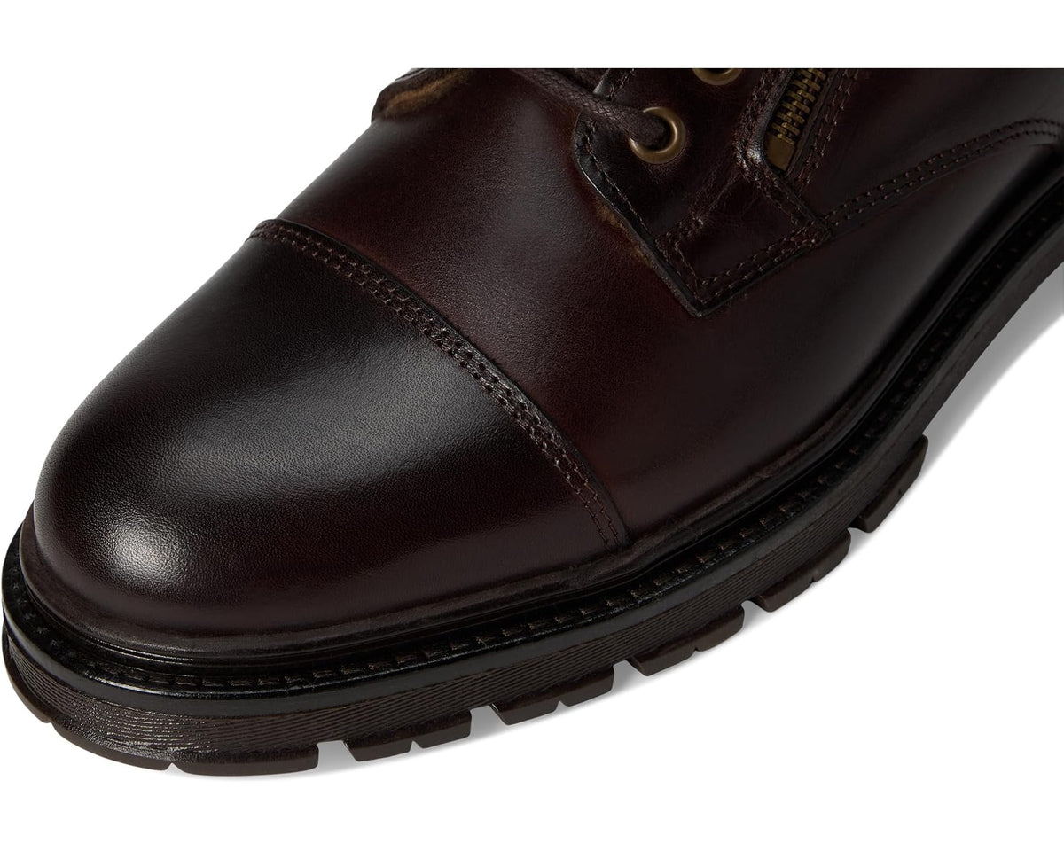Men's ALDO Aaren-L brown leather boot toe and lace-up side detail