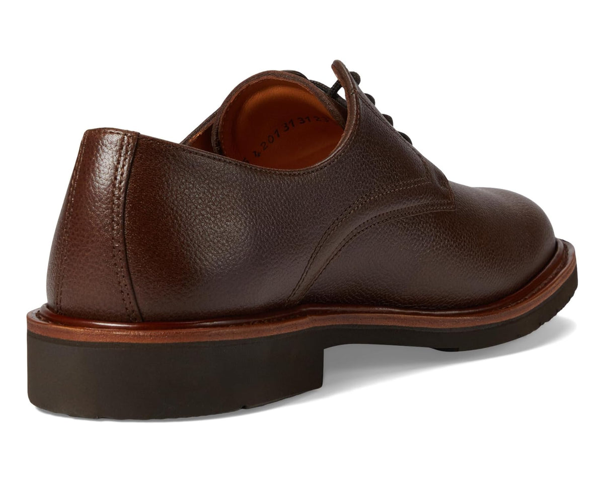 Mephisto chestnut leather oxford heel view, lace-up upper with cushioned lining