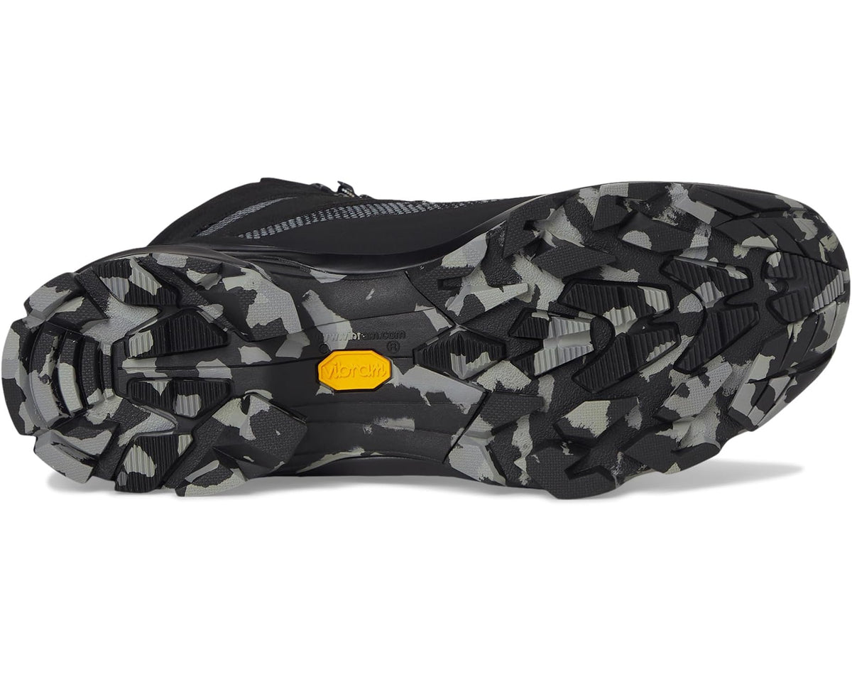 Men's Zamberlan boot outsole, black camo tread with yellow logo