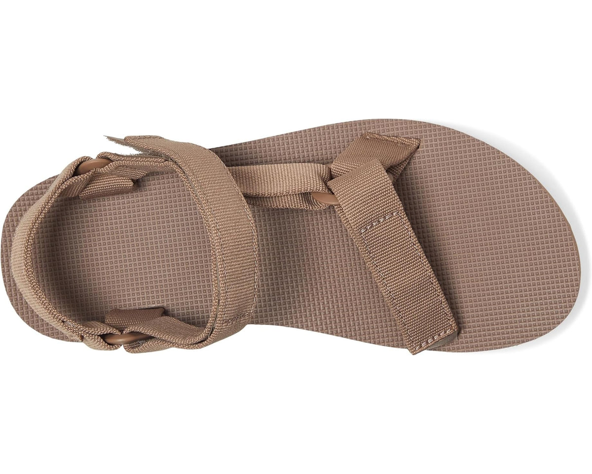 Caribou sandal with padded toe strap and ankle strap; textured footbed