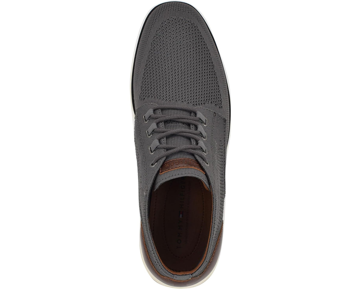 Dark grey mesh lace-up sneaker showing side profile and padded collar