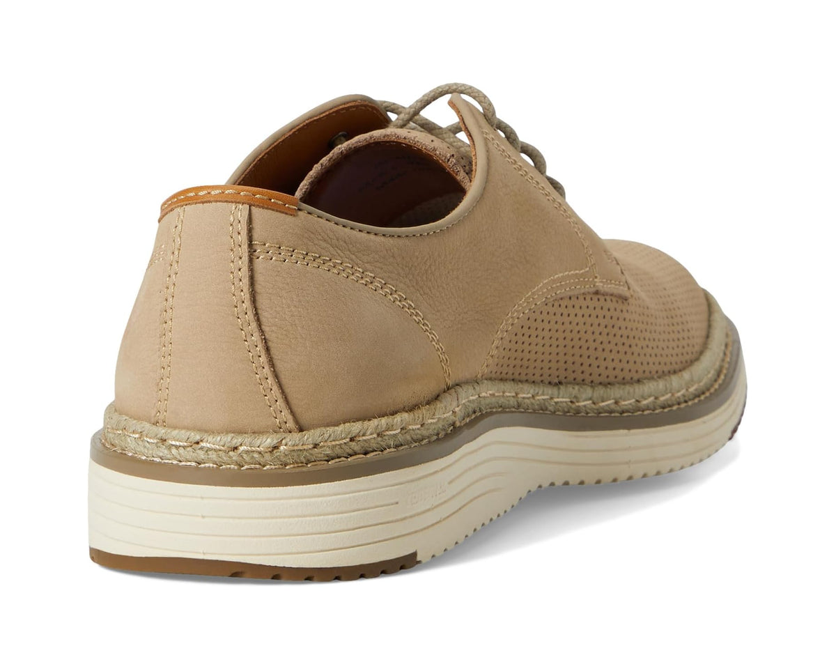 Men's Johnston & Murphy taupe lace-up shoe heel with textured upper and stitched edge