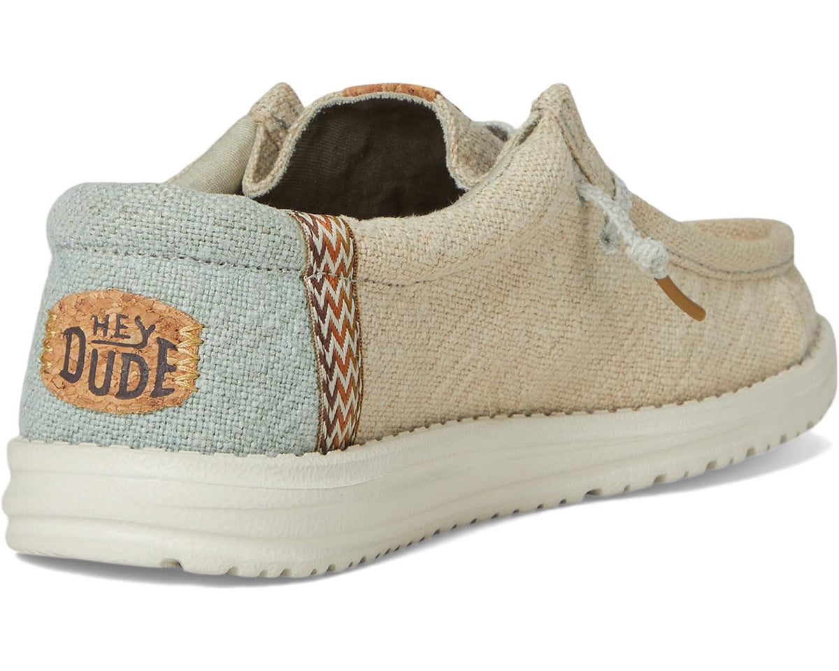 Men's slip-on canvas shoe with Hey Dude logo heel patch and light stone side panel