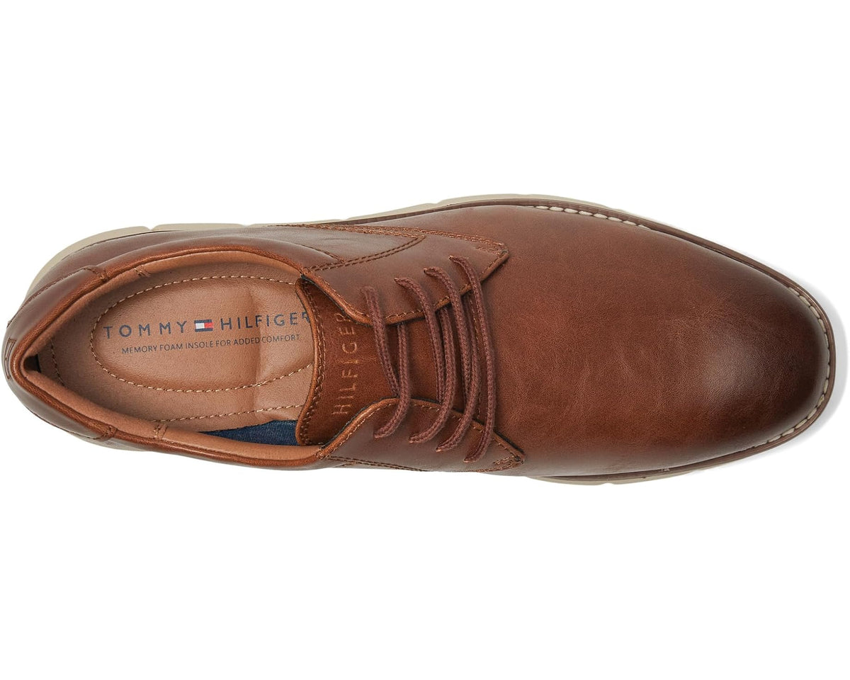 Men's Tommy Hilfiger cognac lace-up oxford sneaker, side logo detail