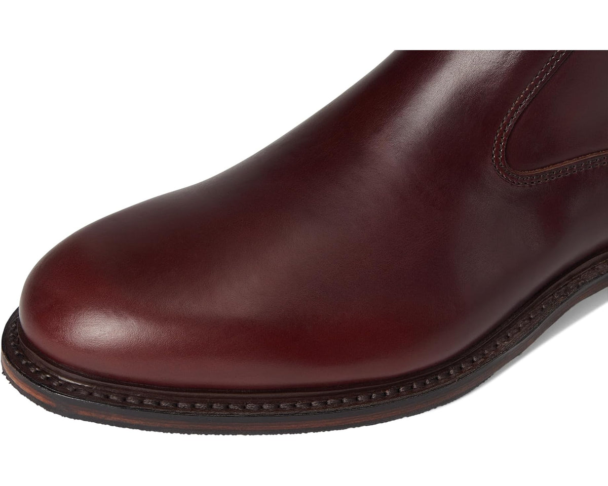 Allen Edmonds Tompkins burgundy leather boot toe with stitched upper panels