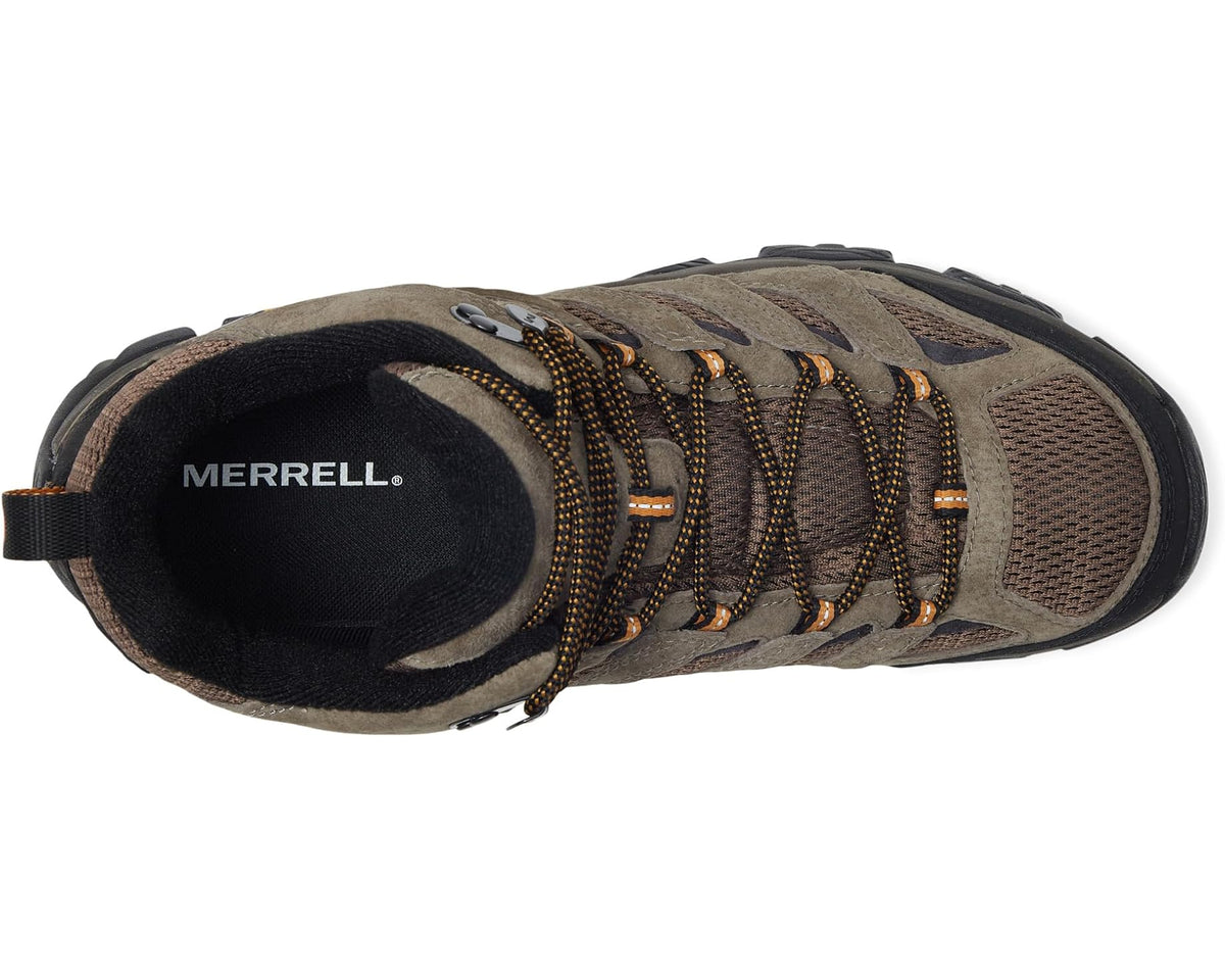 Men's mid-top hiking boot side view with lace-up closure and cushioned collar