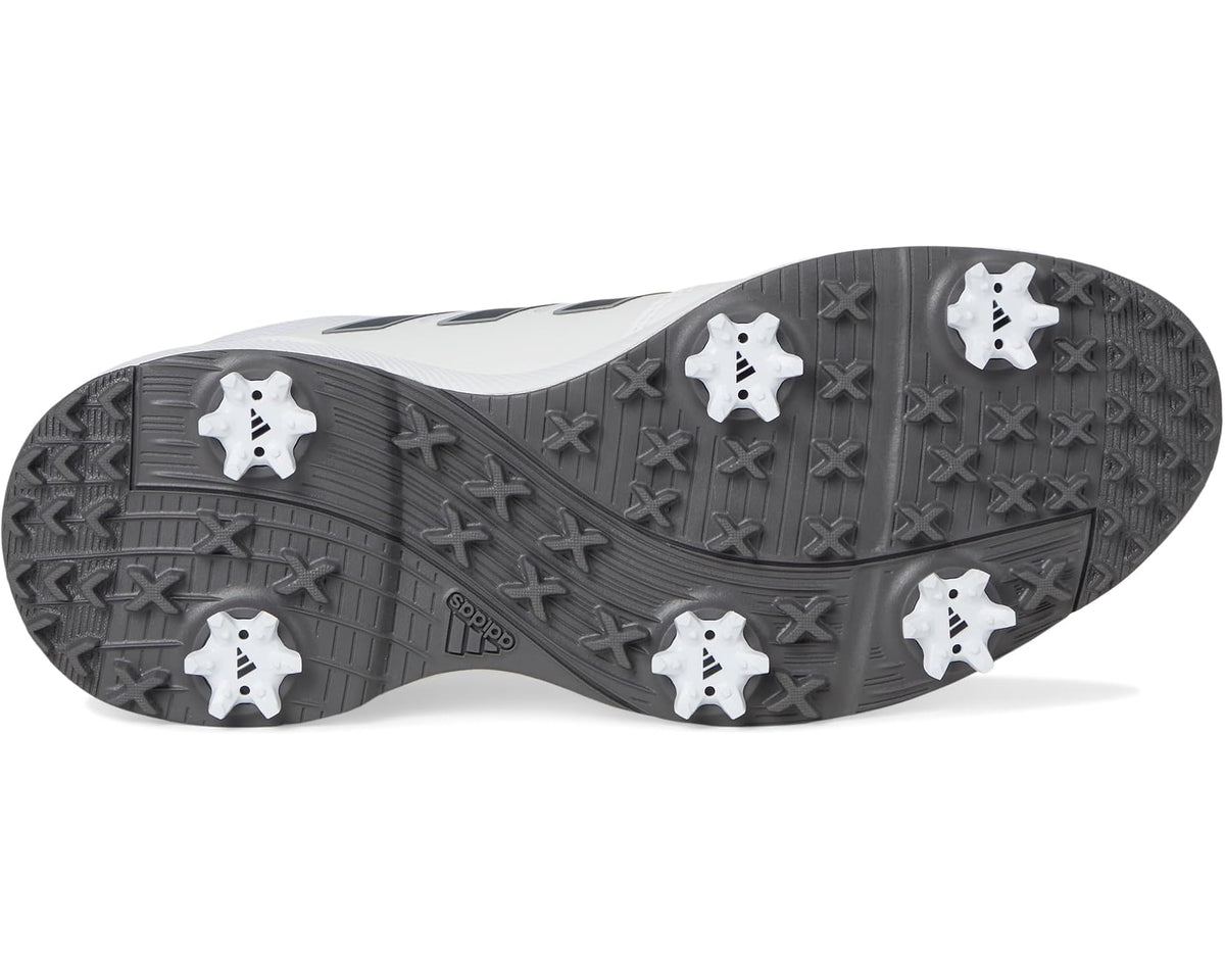 Men's adidas golf shoes, outsole tread with molded spikes and traction pods