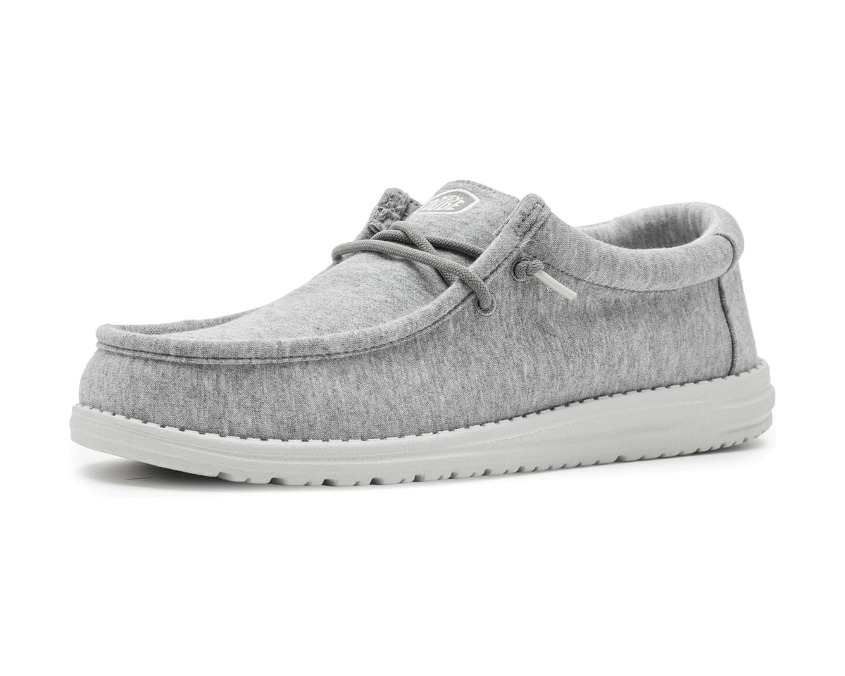 Men's Hey Dude Wally stretch jersey slip-on shoes in heather grey with lace-up detail