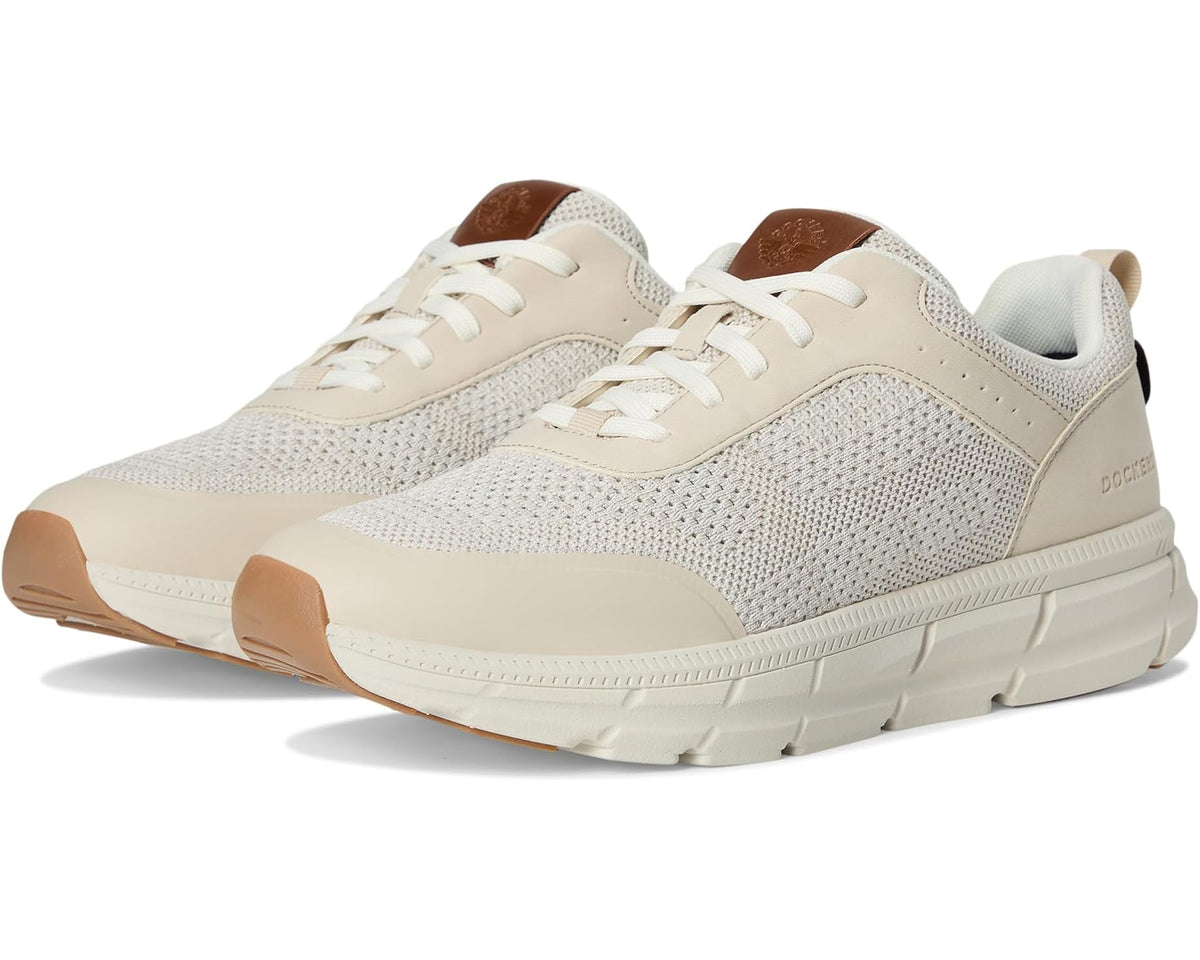 Off-white men's sneakers with knit upper, padded collar, lace-up front
