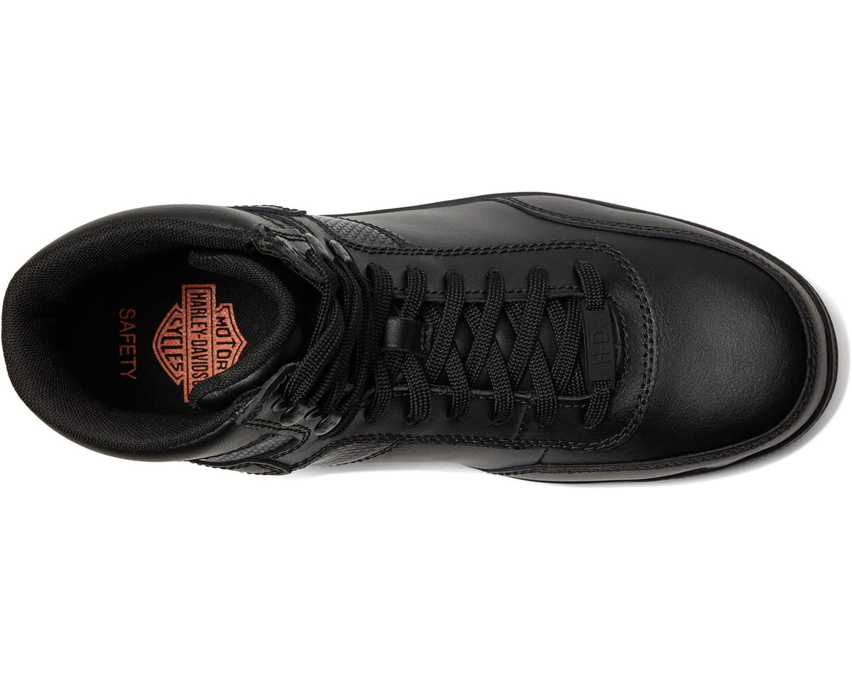 Men's Harley-Davidson Grady CT black high-top sneakers, lace-up and red tongue label