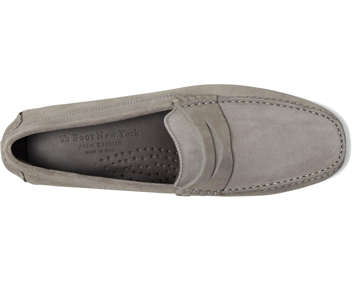 Grey suede men's loafer with elastic gore and To Boot New York insole print