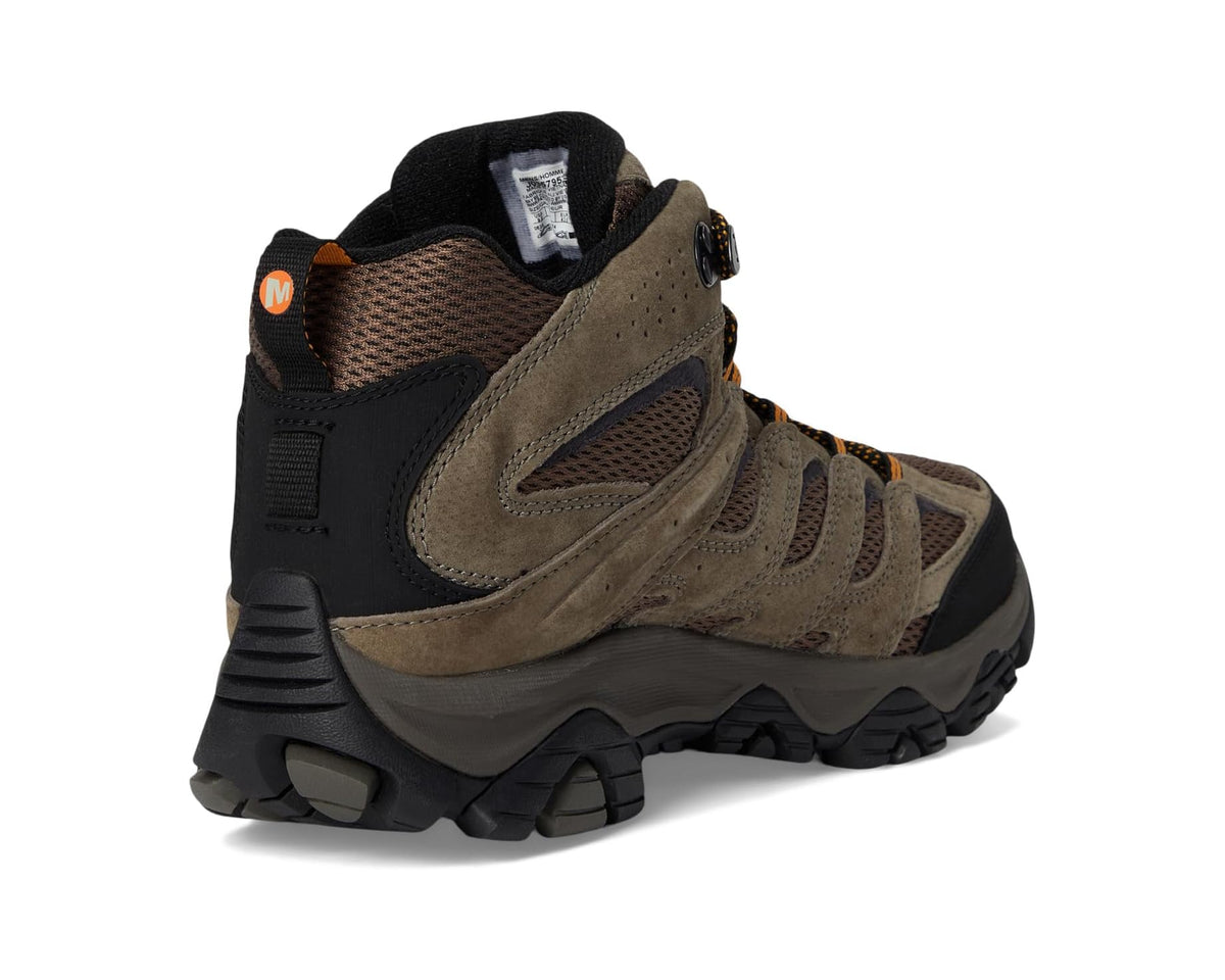 Men's mid-top hiking boot heel and side view with padded collar and laces