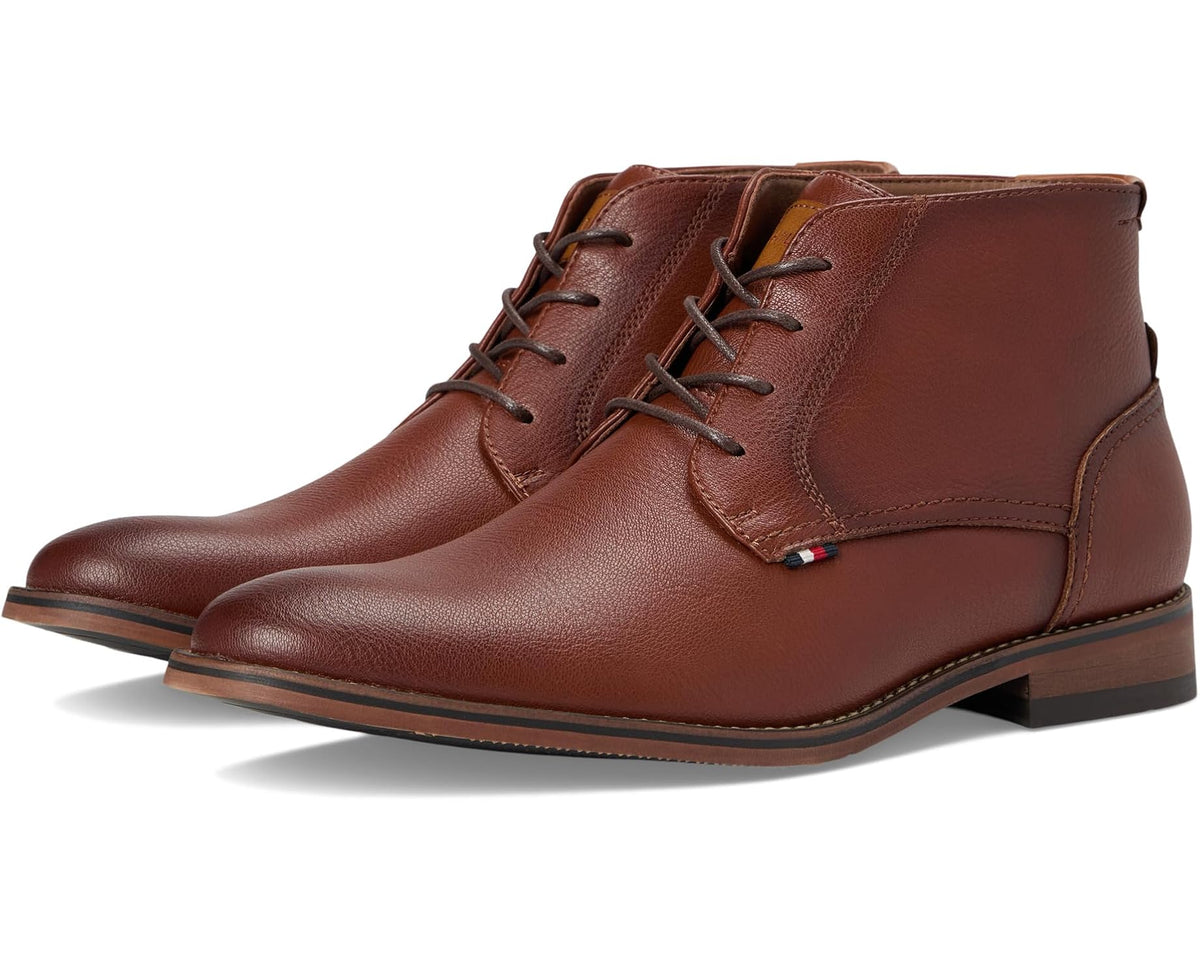 Men's Tommy Hilfiger Bage lace-up ankle boot in cognac leather with rubber sole