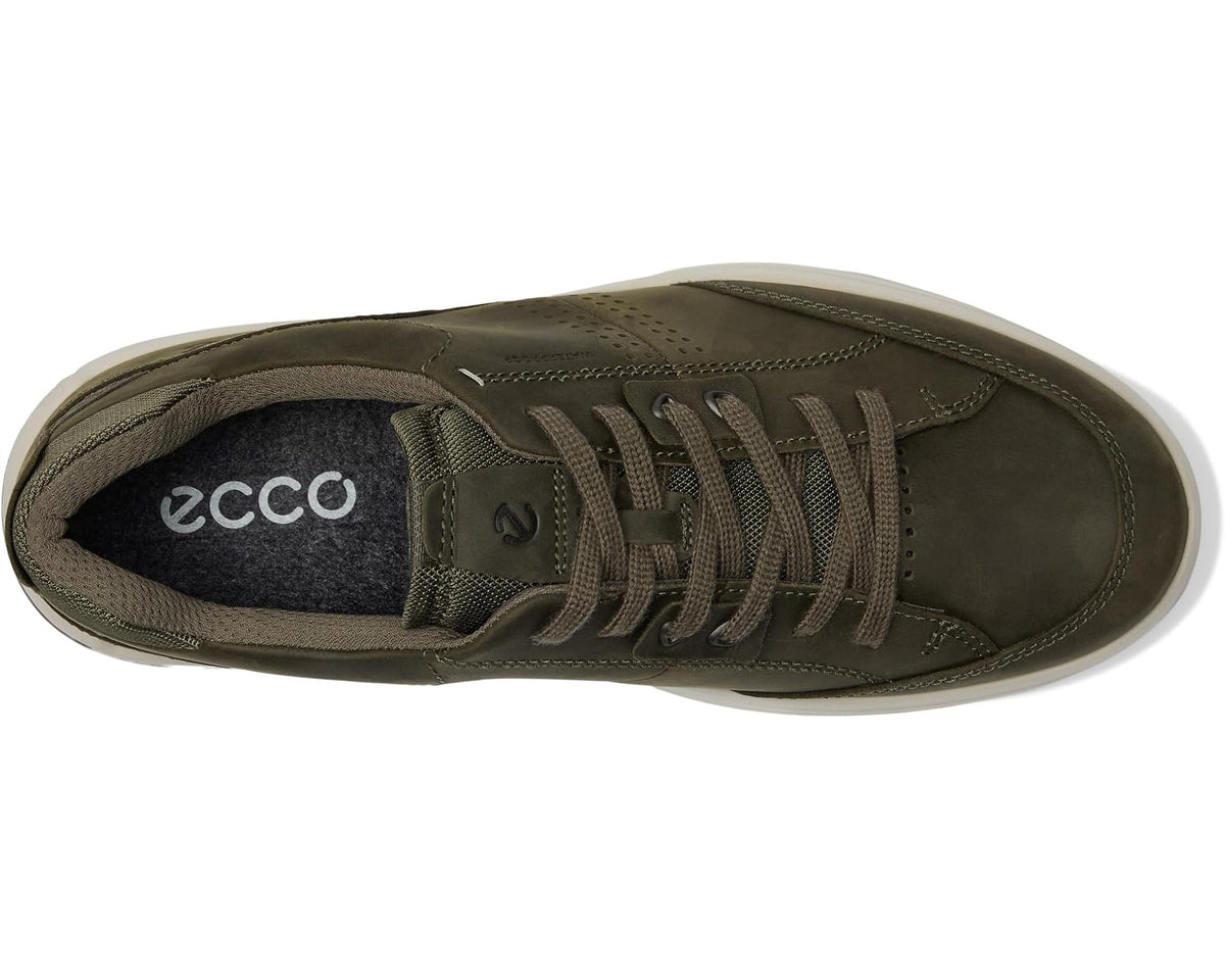 Men's dark olive lace-up oxford sneaker with ECCO logo on padded tongue and lining
