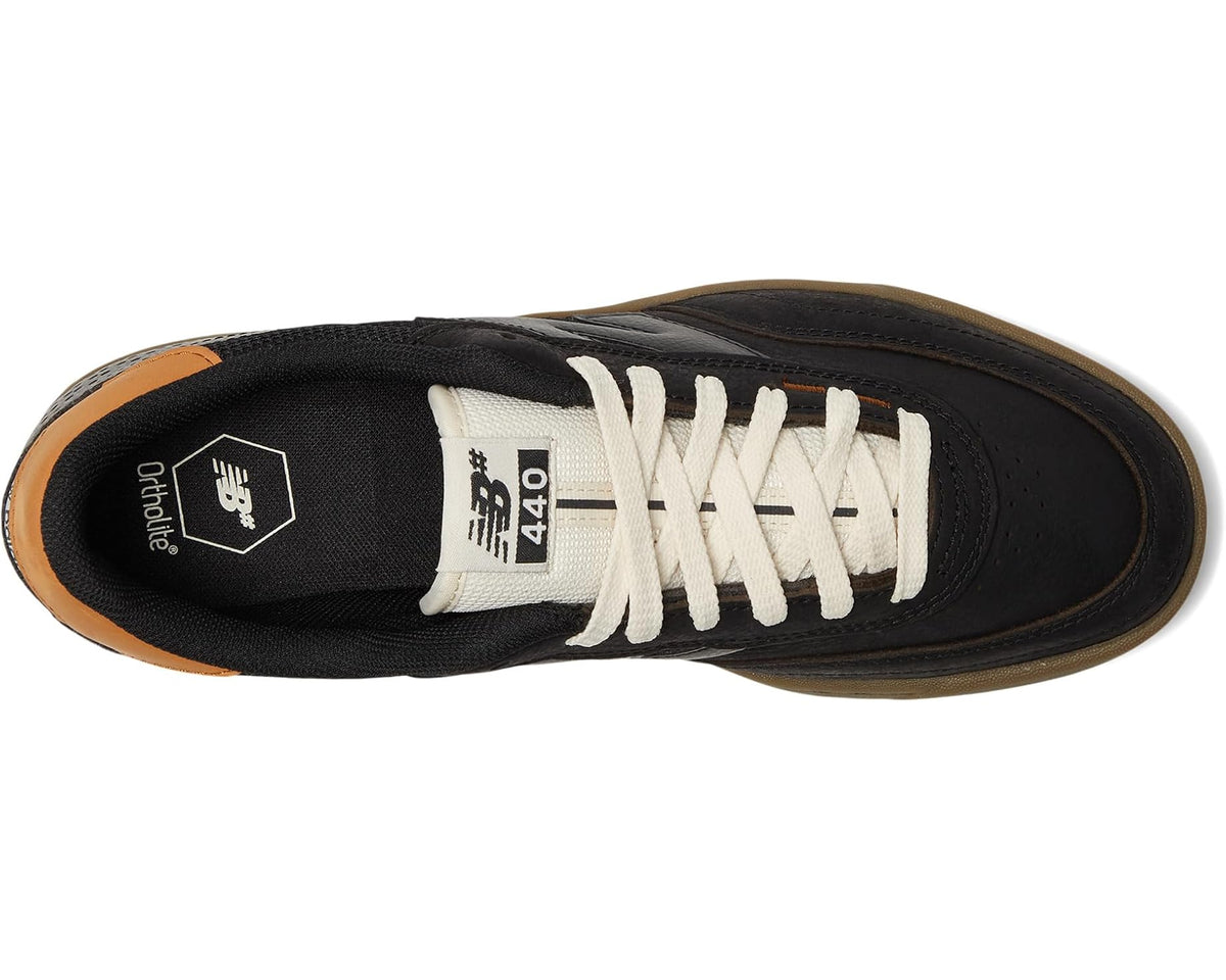 Black low-top sneaker with white laces and 440 tongue label