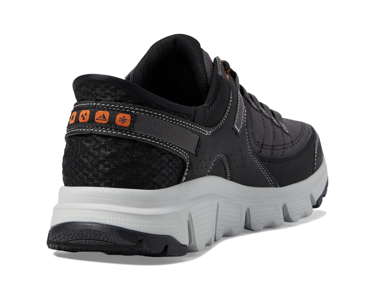 Men's SKECHERS Summits AT heel view in dark grey with padded collar and white sole