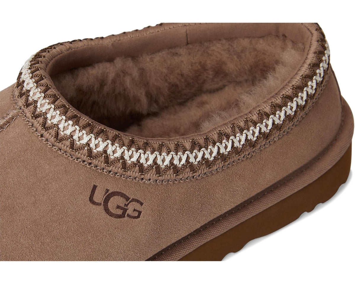 Men's UGG Tasman II suede slip-on slipper, collar stitching and plush lining