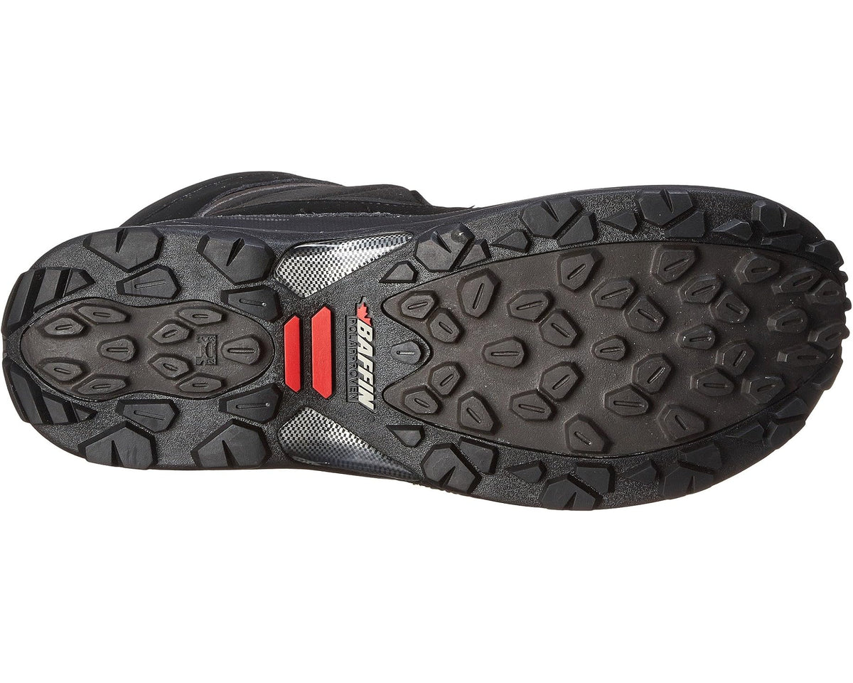 Men's winter boot outsole with deep tread, grippy rubber traction, black