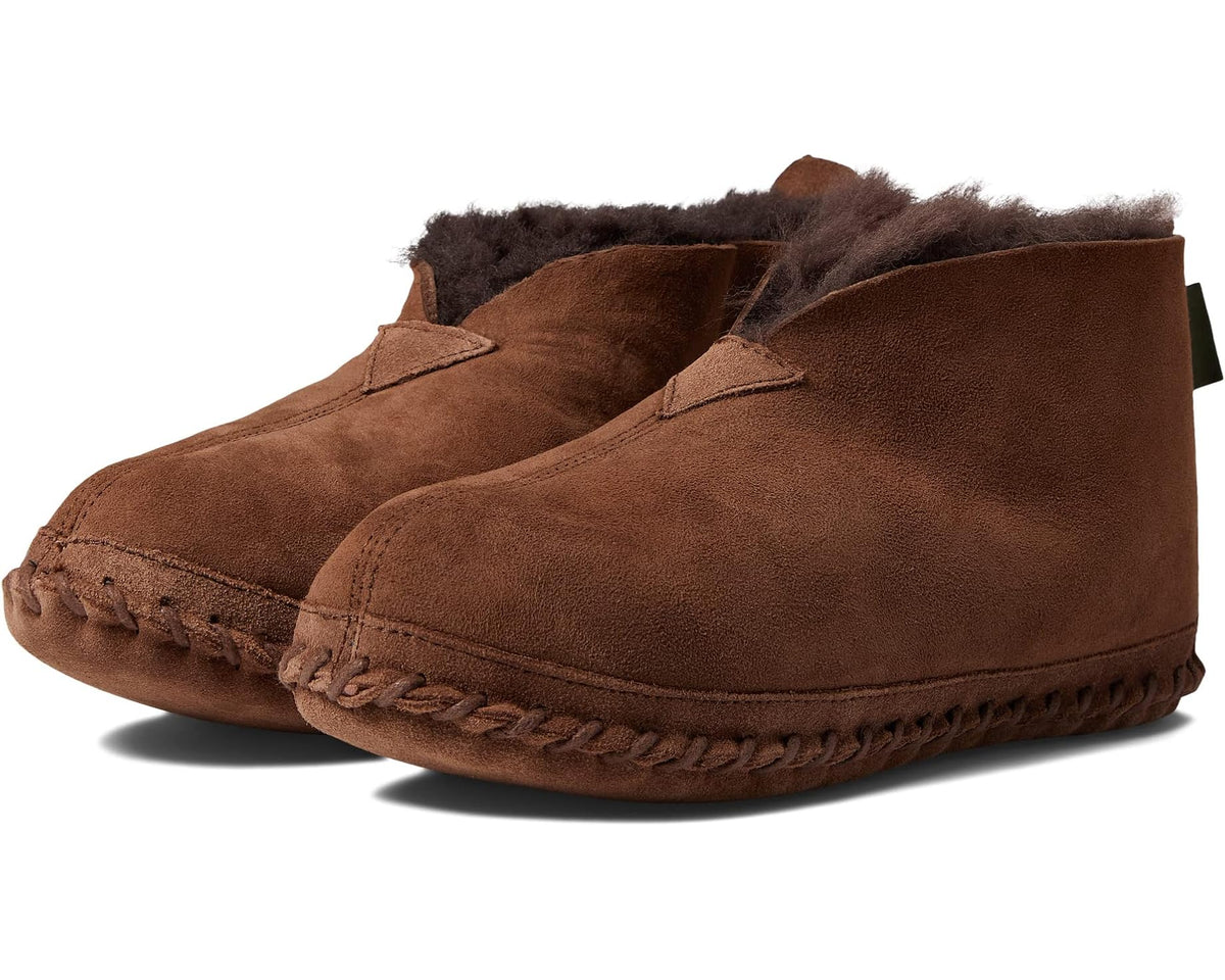 L.L.Bean men's suede slippers, chocolate brown, with faux shearling lining