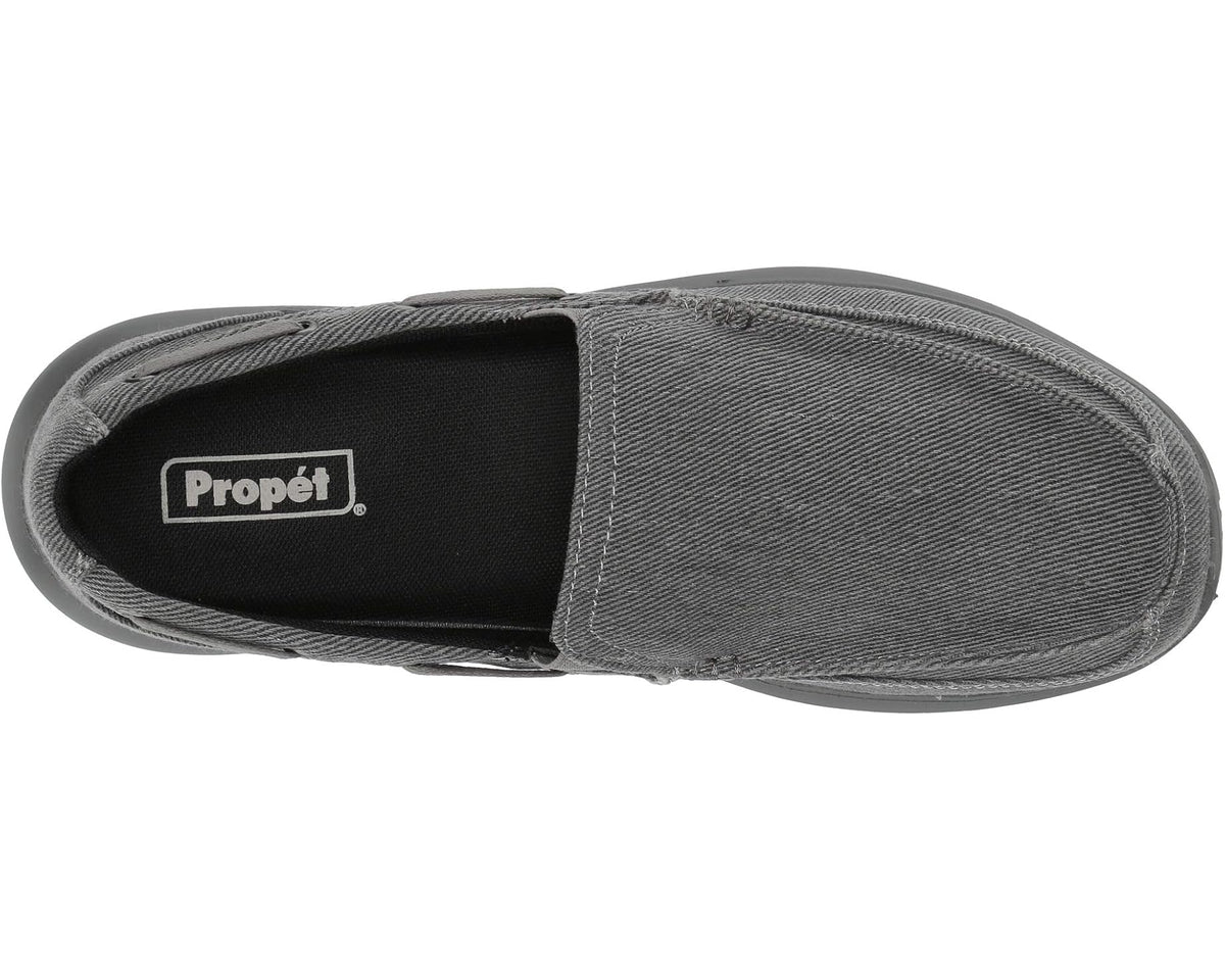 Propet grey slip-on shoe, top view