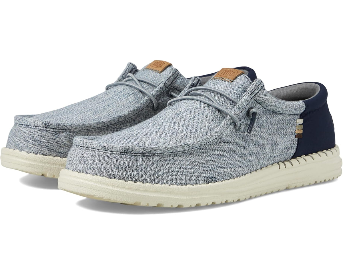 Men's Hey Dude Wally Funk nylon craft shoe, heather gray with navy collar and laces
