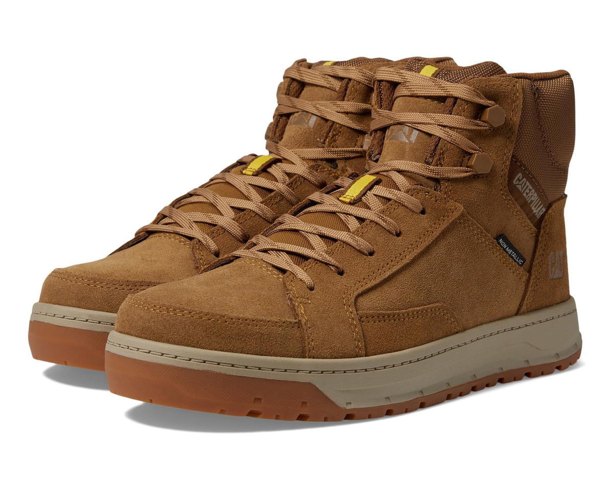 Men's Caterpillar suede high-top sneakers in chipmunk brown with lace-up closure