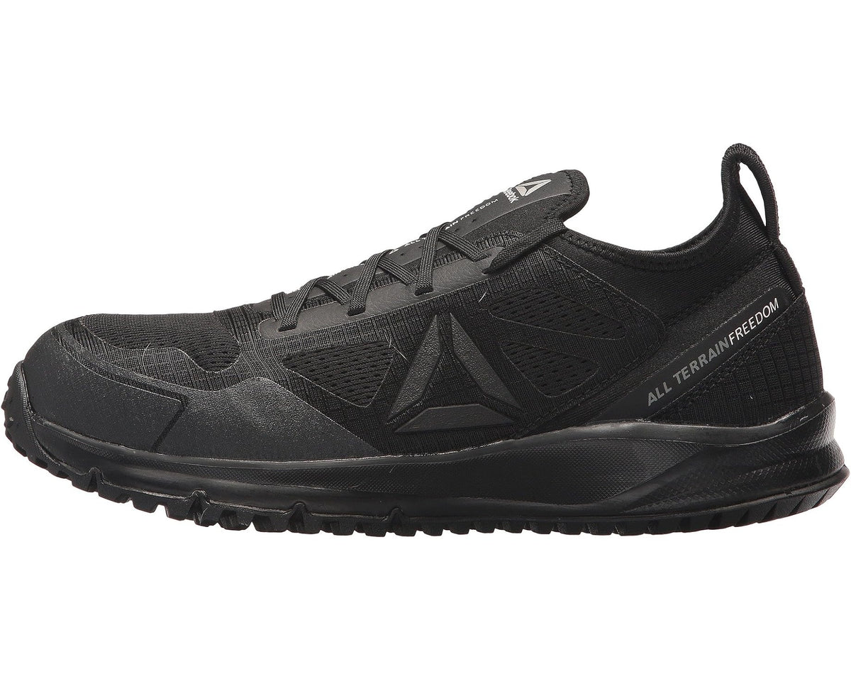 Men's Reebok work all-terrain sneakers, black low-top with padded collar